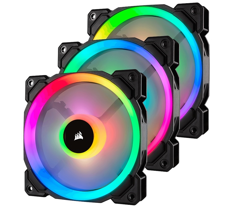  120mm Fan: Light Loop Series LL120 RGB - Black (3-Pack)<br> 120mm RGB PWM, 600-1500 RPM, 24.8 dBA, Lighting Node PRO Included  